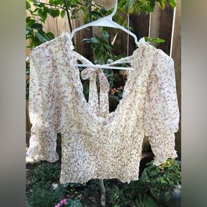 By Together Smocked Top with Ruffled Sleeves Size Small - LIKE NEW!